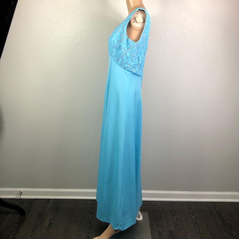 Vintage 69s 70s Lace Maxi Dress/Mother of the Bride Dress - Picture 6 of 16